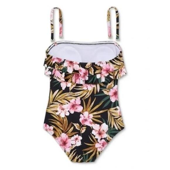 NWT Kona Sol Double Flounce Front High Coverage One Piece Floral Swimsuit Size L - Picture 4 of 4